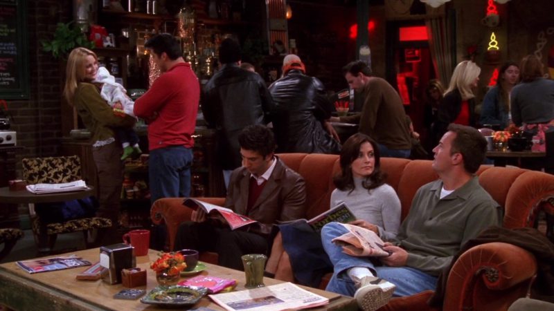 Forbes Magazine Held by Courteney Cox (Monica Geller) and Puma Shoes Worn by Matthew Perry (Chandler Bing) in Friends Season 9 Episode 12 
