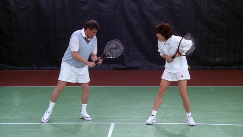 Lacoste Vest, Nike Tennis Skirt and Nike Sneakers and Silver Sports Racket  in Friends Season 5 Episode 12 