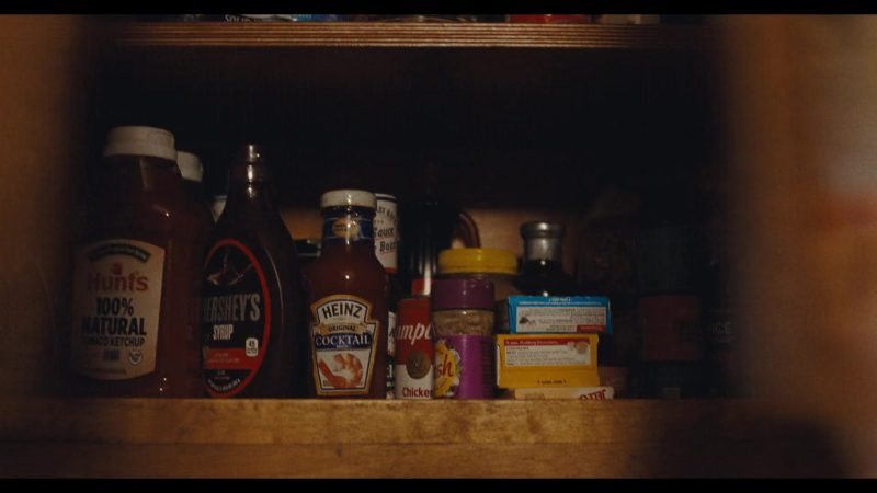 Kitchen pantry shot with Hunt's, Hershey's, Heinz and Campbell's